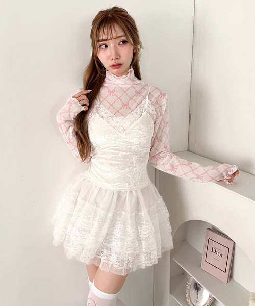 Loueme(ルエム)の「リボンシアーハイネックトップス(Tシャツ/カットソー・レディース・ブルー/ブラック/ピンク・FREE)」の6枚目の写真