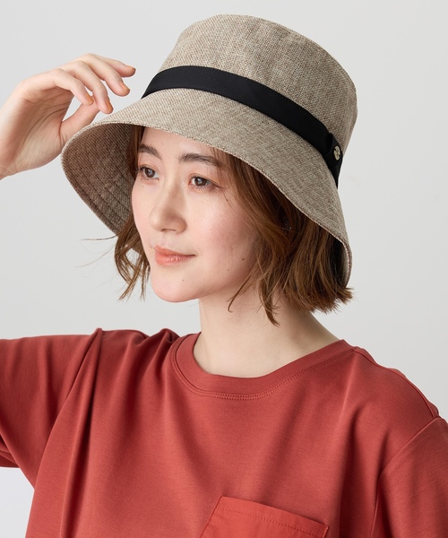 Petit Honfleur(プチオンフルール)の「ロゴモチーフ付きパッカブルハット【UVカット・遮光・遮熱】(ハット・レディース・ブラウン/ベージュ・フリー)」の2枚目の写真