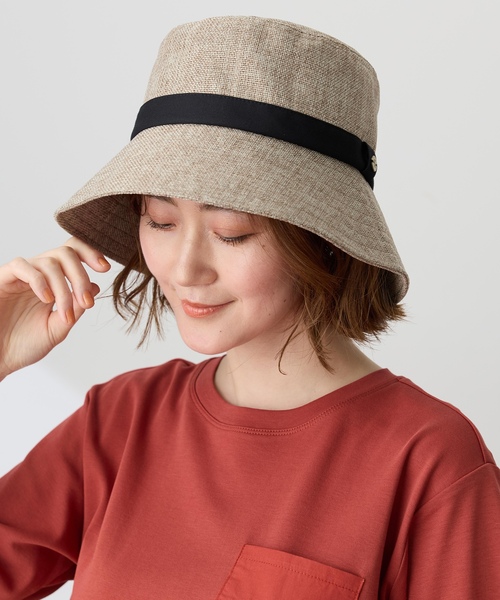 Petit Honfleur(プチオンフルール)の「ロゴモチーフ付きパッカブルハット【UVカット・遮光・遮熱】(ハット・レディース・ブラウン/ベージュ・フリー)」の3枚目の写真