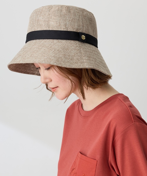 Petit Honfleur(プチオンフルール)の「ロゴモチーフ付きパッカブルハット【UVカット・遮光・遮熱】(ハット・レディース・ブラウン/ベージュ・フリー)」の4枚目の写真