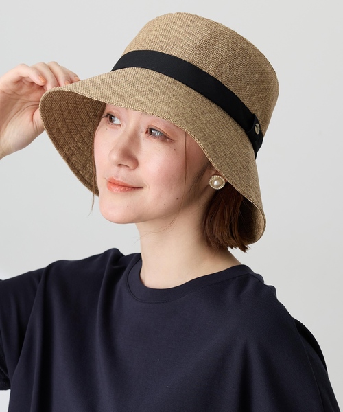 Petit Honfleur(プチオンフルール)の「ロゴモチーフ付きパッカブルハット【UVカット・遮光・遮熱】(ハット・レディース・ブラウン/ベージュ・フリー)」の5枚目の写真