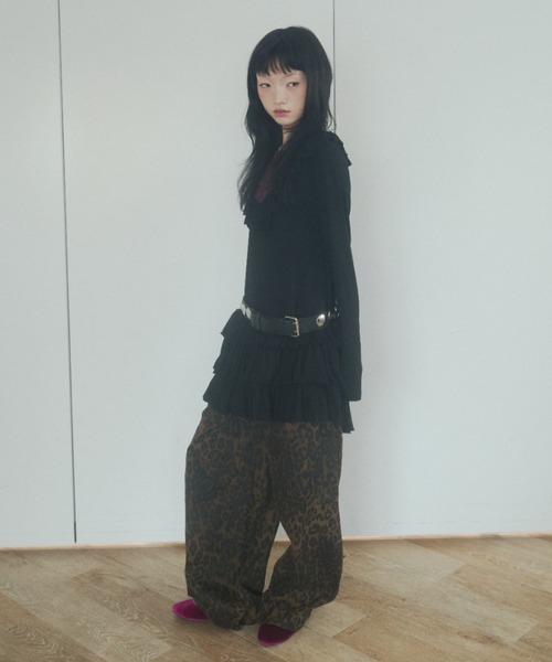chernyy(チェルニー)の「deep u-neck ruffle frill mini dress / ワッフルフリルミニワンピ(ワンピース・レディース・ブラック/グレー・SMALL/LARGE/MEDIUM)」の16枚目の写真