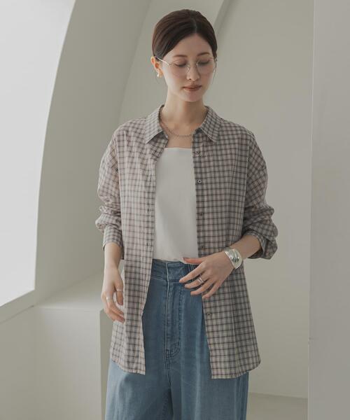 URBAN RESEARCH(アーバンリサーチ)の「シアーチェックシャツ(シャツ/ブラウス・レディース・ベージュ系その他/ブルー/イエロー・FREE)」の5枚目の写真