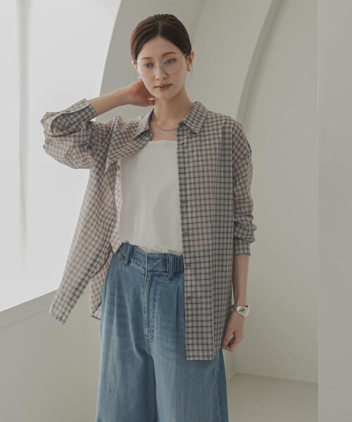 URBAN RESEARCH(アーバンリサーチ)の「シアーチェックシャツ(シャツ/ブラウス・レディース・ベージュ系その他/ブルー/イエロー・FREE)」の6枚目の写真