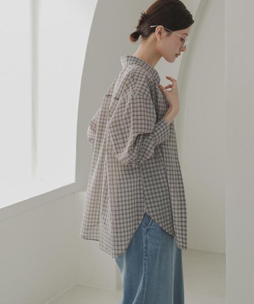 URBAN RESEARCH(アーバンリサーチ)の「シアーチェックシャツ(シャツ/ブラウス・レディース・ベージュ系その他/ブルー/イエロー・FREE)」の9枚目の写真