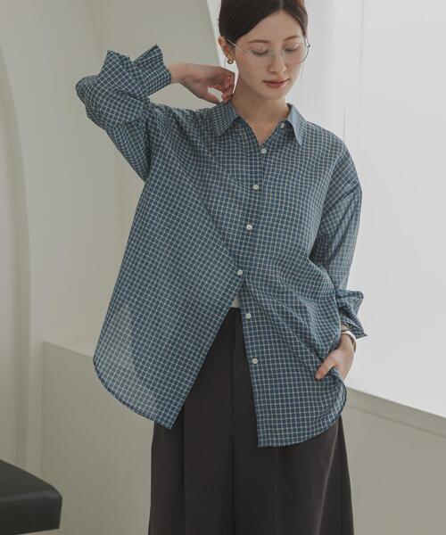 URBAN RESEARCH(アーバンリサーチ)の「シアーチェックシャツ(シャツ/ブラウス・レディース・ベージュ系その他/ブルー/イエロー・FREE)」の13枚目の写真