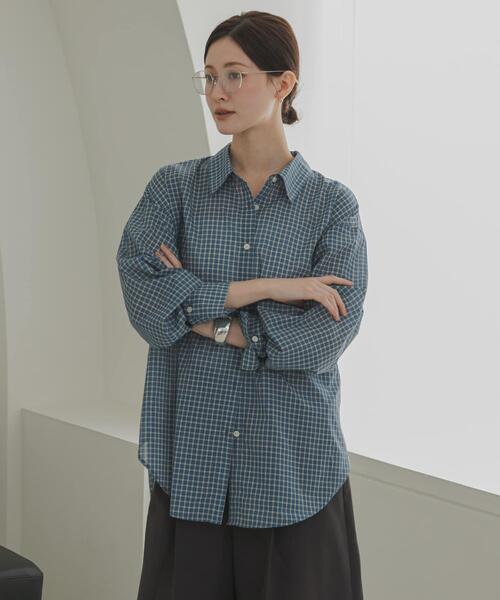 URBAN RESEARCH(アーバンリサーチ)の「シアーチェックシャツ(シャツ/ブラウス・レディース・ベージュ系その他/ブルー/イエロー・FREE)」の14枚目の写真