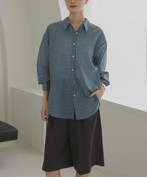 URBAN RESEARCH(アーバンリサーチ)の「シアーチェックシャツ(シャツ/ブラウス・レディース・ベージュ系その他/ブルー/イエロー・FREE)」の15枚目の写真