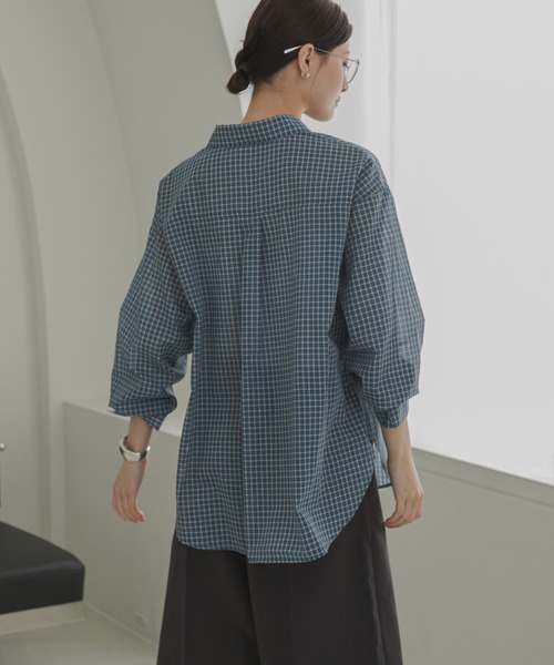 URBAN RESEARCH(アーバンリサーチ)の「シアーチェックシャツ(シャツ/ブラウス・レディース・ベージュ系その他/ブルー/イエロー・FREE)」の4枚目の写真