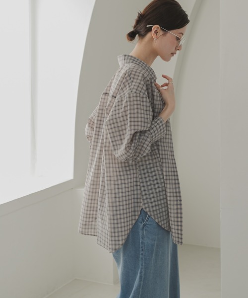 URBAN RESEARCH(アーバンリサーチ)の「シアーチェックシャツ(シャツ/ブラウス・レディース・ベージュ系その他/ブルー/イエロー・FREE)」の20枚目の写真