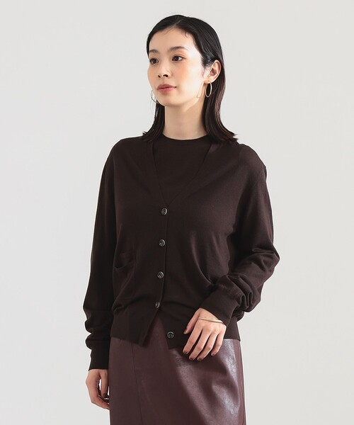 Demi-Luxe BEAMS(デミルクス ビームス)の「AK+1 / 16ゲージ Vネック カーディガン(ニット/セーター・レディース・グリーン系その他5/ブラウン・ONE SIZE)」の1枚目の写真