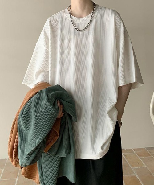KELVIN(ケルヴァン)の「Pleats Loose Tee プリーツルーズTシャツ(Tシャツ/カットソー・メンズ・ブラック/ホワイト・LARGE/MEDIUM)」の6枚目の写真