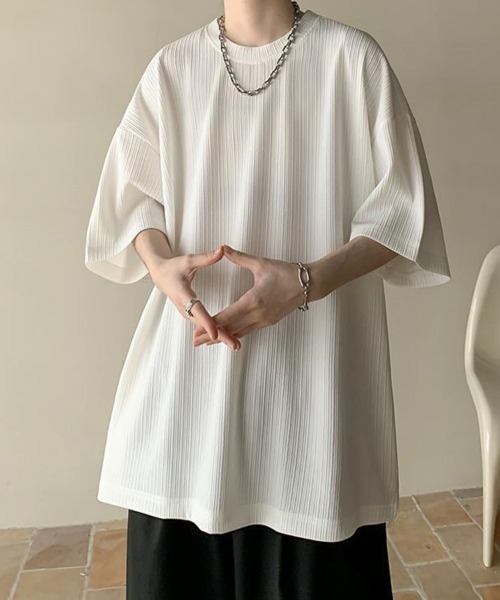 KELVIN(ケルヴァン)の「Pleats Loose Tee プリーツルーズTシャツ(Tシャツ/カットソー・メンズ・ブラック/ホワイト・LARGE/MEDIUM)」の7枚目の写真