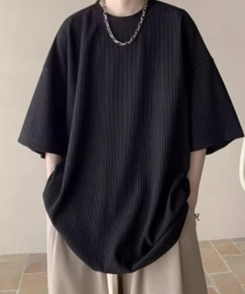 KELVIN(ケルヴァン)の「Pleats Loose Tee プリーツルーズTシャツ(Tシャツ/カットソー・メンズ・ブラック/ホワイト・LARGE/MEDIUM)」の8枚目の写真