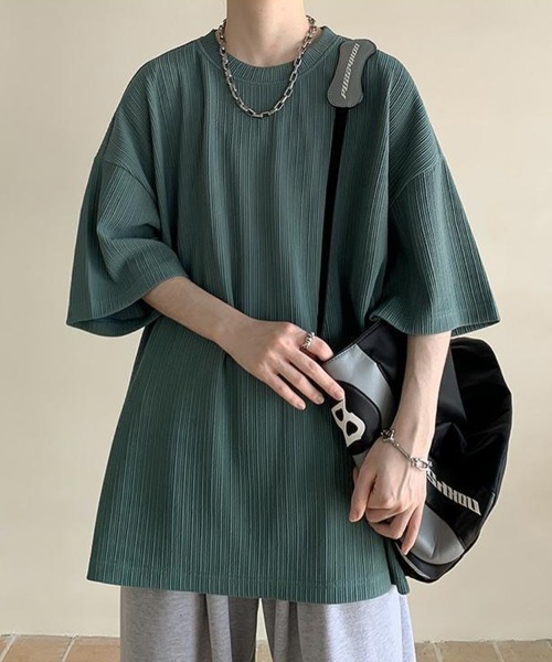 KELVIN(ケルヴァン)の「Pleats Loose Tee プリーツルーズTシャツ(Tシャツ/カットソー・メンズ・ブラック/ホワイト・LARGE/MEDIUM)」の3枚目の写真