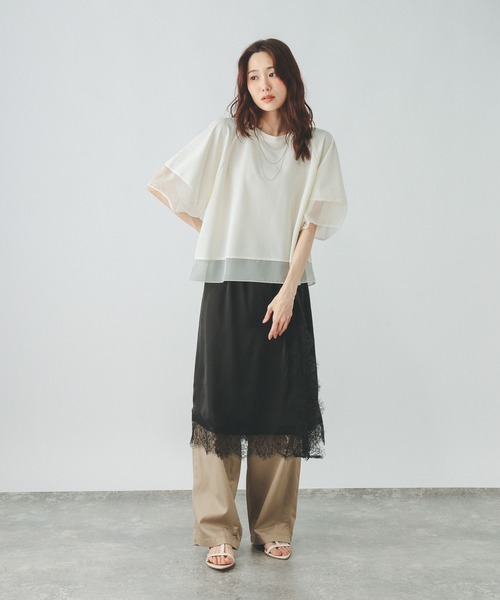 GLOBAL WORK(グローバルワーク)の「ひんやり涼しい/フローズンバルーンスリーブ6分袖/712989(Tシャツ/カットソー・レディース・ブラック/アイボリー・LARGE/MEDIUM)」の18枚目の写真