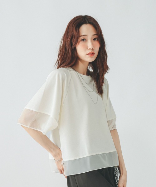 GLOBAL WORK(グローバルワーク)の「ひんやり涼しい/フローズンバルーンスリーブ6分袖/712989(Tシャツ/カットソー・レディース・ブラック/アイボリー・LARGE/MEDIUM)」の12枚目の写真