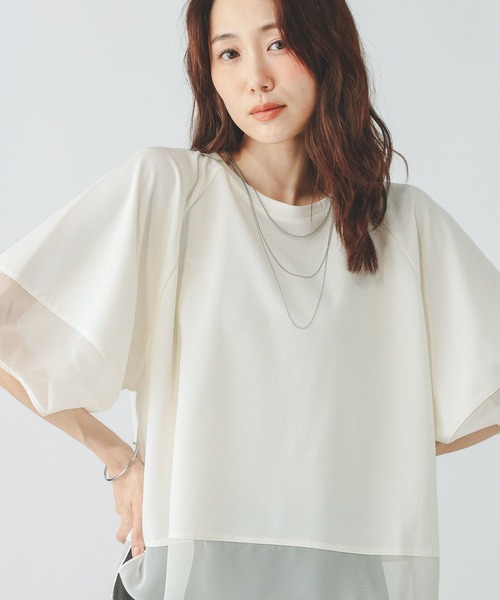 GLOBAL WORK(グローバルワーク)の「ひんやり涼しい/フローズンバルーンスリーブ6分袖/712989(Tシャツ/カットソー・レディース・ブラック/アイボリー・LARGE/MEDIUM)」の13枚目の写真