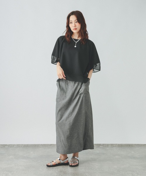 GLOBAL WORK(グローバルワーク)の「ひんやり涼しい/フローズンバルーンスリーブ6分袖/712989(Tシャツ/カットソー・レディース・ブラック/アイボリー・LARGE/MEDIUM)」の14枚目の写真