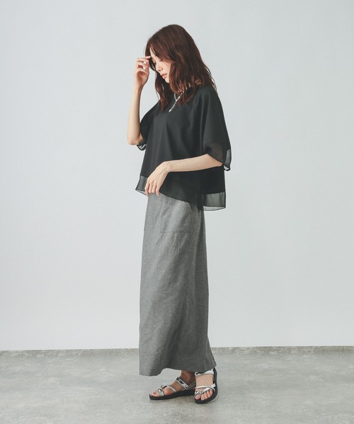 GLOBAL WORK(グローバルワーク)の「ひんやり涼しい/フローズンバルーンスリーブ6分袖/712989(Tシャツ/カットソー・レディース・ブラック/アイボリー・LARGE/MEDIUM)」の15枚目の写真