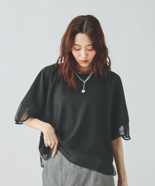 GLOBAL WORK(グローバルワーク)の「ひんやり涼しい/フローズンバルーンスリーブ6分袖/712989(Tシャツ/カットソー・レディース・ブラック/アイボリー・LARGE/MEDIUM)」の16枚目の写真