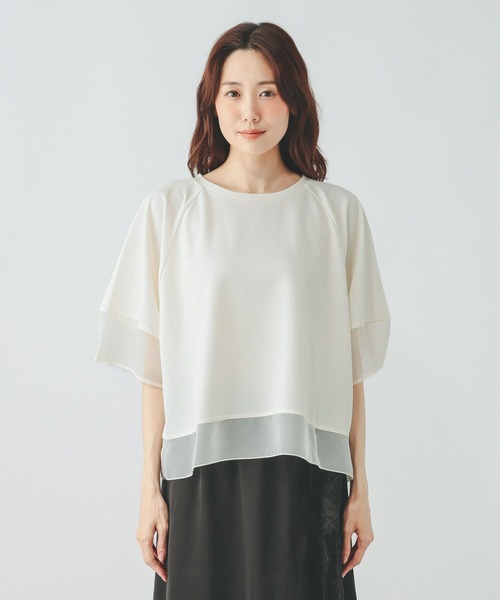GLOBAL WORK(グローバルワーク)の「ひんやり涼しい/フローズンバルーンスリーブ6分袖/712989(Tシャツ/カットソー・レディース・ブラック/アイボリー・LARGE/MEDIUM)」の6枚目の写真