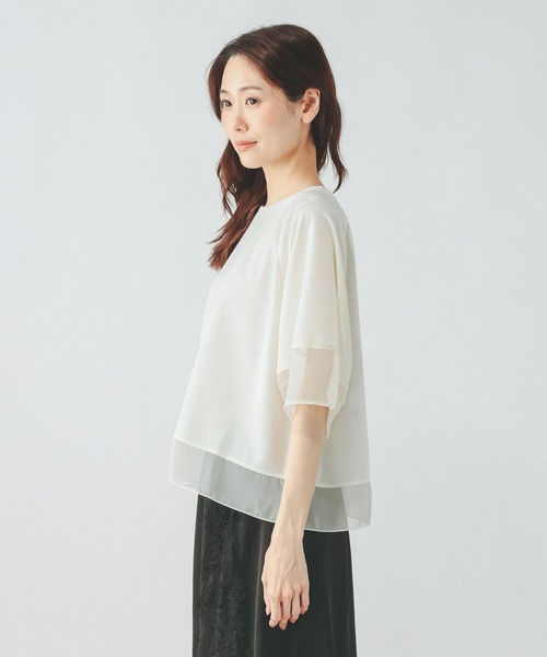 GLOBAL WORK(グローバルワーク)の「ひんやり涼しい/フローズンバルーンスリーブ6分袖/712989(Tシャツ/カットソー・レディース・ブラック/アイボリー・LARGE/MEDIUM)」の7枚目の写真