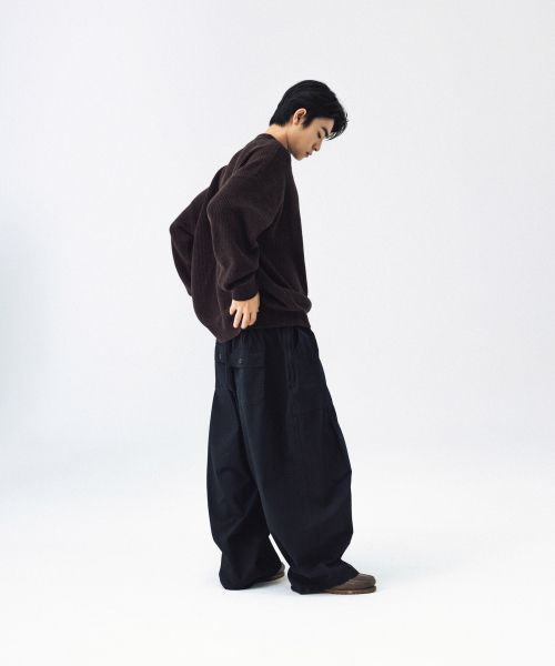 ANGLAN（アングラン）の「Herringbone Fatigue Balloon Pants - Black（その他パンツ・メンズ・その他・1/2）」の4枚目の写真