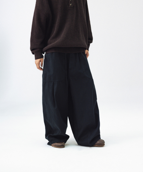 ANGLAN（アングラン）の「Herringbone Fatigue Balloon Pants - Black（その他パンツ・メンズ・その他・1/2）」の6枚目の写真