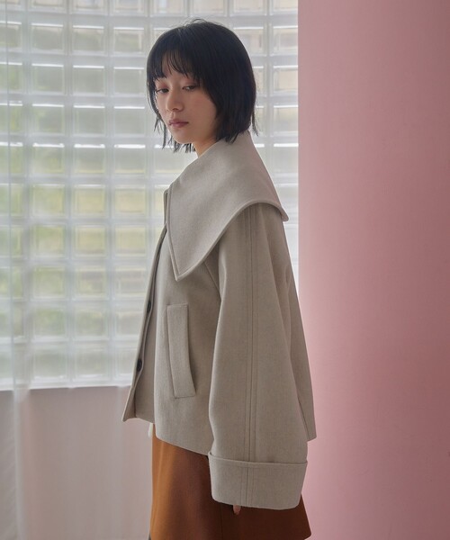 EMMEL REFINES(エメルリファインズ)の「<EMMEL REFINES>EM ビッグカラー ショートコート(ピーコート・レディース・ダークグレー/ナチュラル・FREE)」の6枚目の写真