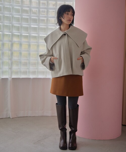 EMMEL REFINES(エメルリファインズ)の「<EMMEL REFINES>EM ビッグカラー ショートコート(ピーコート・レディース・ダークグレー/ナチュラル・FREE)」の9枚目の写真