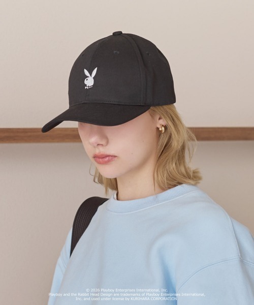 PLAYBOY(プレイボーイ)の「PLAYBOY 6PANEL CAP / プレイボーイ(キャップ・レディース・ピンク/ブラック×ホワイト・57~59cm)」の4枚目の写真