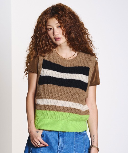 ROSE BUD(ローズバッド)の「COLOR BLOCK KNIT VEST(ベスト・レディース・ブラウン/ベージュ・ONE SIZE)」の12枚目の写真