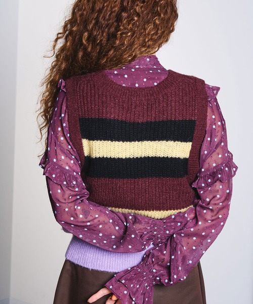 ROSE BUD(ローズバッド)の「COLOR BLOCK KNIT VEST(ベスト・レディース・ブラウン/ベージュ・ONE SIZE)」の10枚目の写真