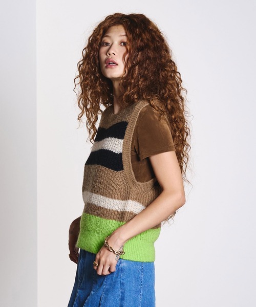 ROSE BUD(ローズバッド)の「COLOR BLOCK KNIT VEST(ベスト・レディース・ブラウン/ベージュ・ONE SIZE)」の13枚目の写真
