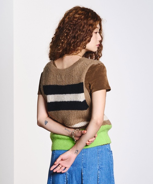 ROSE BUD(ローズバッド)の「COLOR BLOCK KNIT VEST(ベスト・レディース・ブラウン/ベージュ・ONE SIZE)」の14枚目の写真