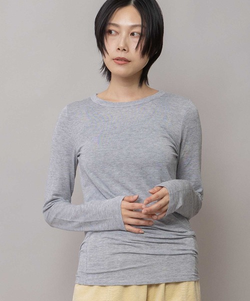 Munich(ミューニック)の「アンゴラウールガーゼストレッチジャージ クルーネックプルオーバー(Tシャツ/カットソー・レディース・ホワイト/ブラック/レッド/グレー・FREE)」の1枚目の写真