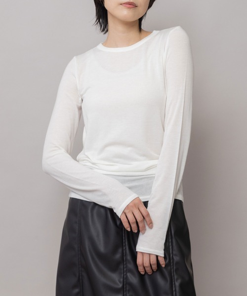 Munich(ミューニック)の「アンゴラウールガーゼストレッチジャージ クルーネックプルオーバー(Tシャツ/カットソー・レディース・ホワイト/ブラック/レッド/グレー・FREE)」の2枚目の写真