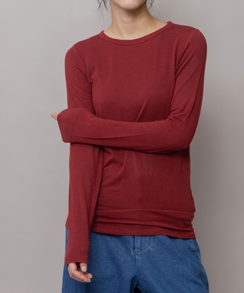 Munich(ミューニック)の「アンゴラウールガーゼストレッチジャージ クルーネックプルオーバー(Tシャツ/カットソー・レディース・ホワイト/ブラック/レッド/グレー・FREE)」の5枚目の写真