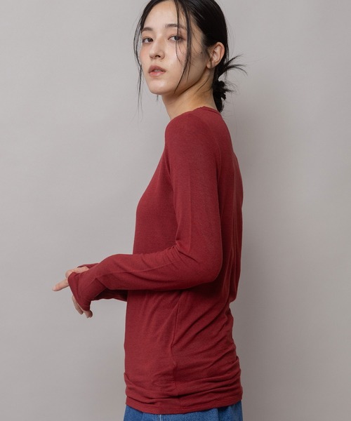Munich(ミューニック)の「アンゴラウールガーゼストレッチジャージ クルーネックプルオーバー(Tシャツ/カットソー・レディース・ホワイト/ブラック/レッド/グレー・FREE)」の6枚目の写真