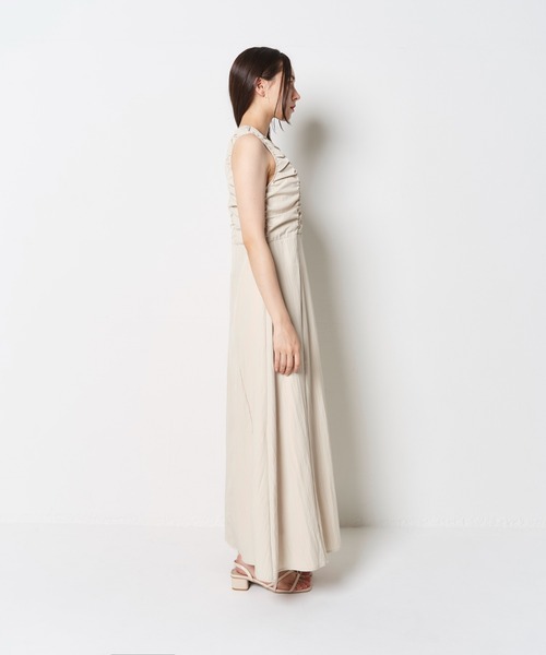 My shawty（ﾏｲｼｬｳﾃｨｰ）の「linen like gather onepiece（ワンピース・レディース・ブラック/アイボリー・FREE）」の7枚目の写真