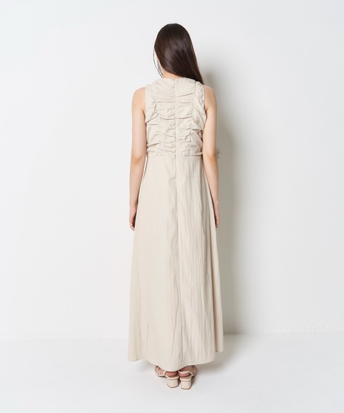 My shawty（ﾏｲｼｬｳﾃｨｰ）の「linen like gather onepiece（ワンピース・レディース・ブラック/アイボリー・FREE）」の8枚目の写真