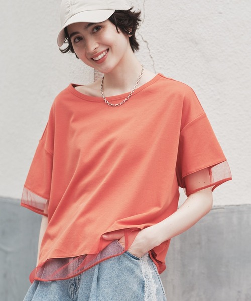 Green Parks(グリーンパークス)の「【適ON】持続冷感ドッキングプルオーバー(Tシャツ/カットソー・レディース・ブラック/チャコールグレー/オレンジ/ホワイト系その他2・FREE)」の4枚目の写真