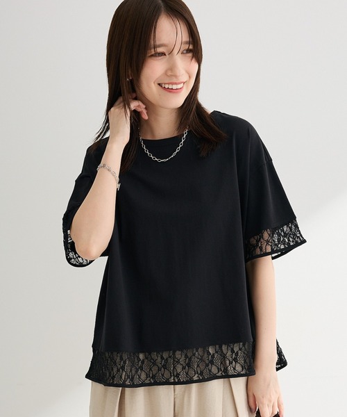 Green Parks(グリーンパークス)の「【適ON】持続冷感ドッキングプルオーバー(Tシャツ/カットソー・レディース・ブラック/チャコールグレー/オレンジ/ホワイト系その他2・FREE)」の1枚目の写真