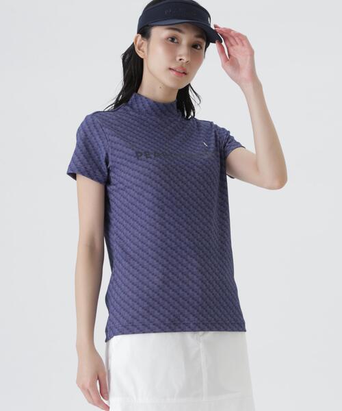 PEARLY GATES(パーリーゲイツ)の「【PEARLY GATES】【PG is PG】PE/PUフルダルカノコ半袖ハイネックカットソー <組織柄>(Tシャツ/カットソー・レディース・ダークインディゴブルー・SMALL/MEDIUM/LARGE)」の2枚目の写真