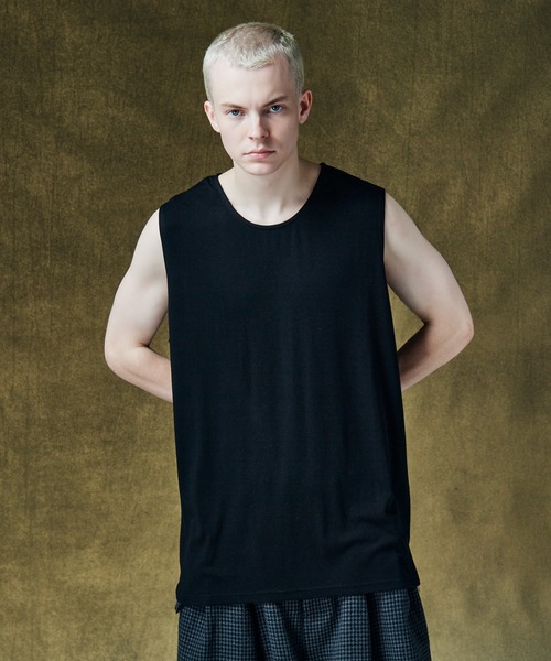glamb(グラム)の「Drape Tank Top / ドレープタンクトップ(タンクトップ・メンズ・グレー/ブラック・L/S/M)」の1枚目の写真