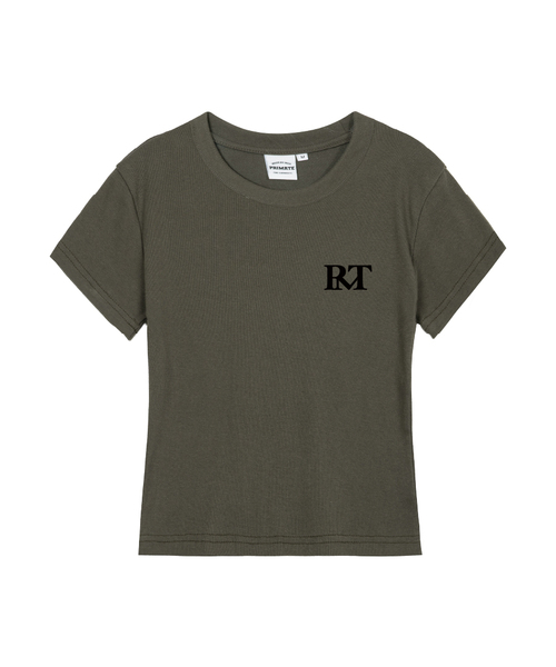 PRIMATE(プライメイト)の「CLASSIC LOGO レディース スリムフィット 半袖Tシャツ 5 COLORS(Tシャツ/カットソー・レディース・クリーム/ホワイト/ブラック/チャコール/カーキ・LARGE/MEDIUM/SMALL)」の5枚目の写真