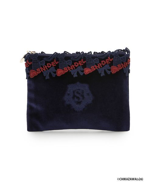 SNIDEL(スナイデル)の「【SNIDEL×近沢レース店】ベロアポーチ(ポーチ・レディース・ライトピンク/ブラック/ネイビー・F)」の2枚目の写真