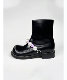 Pearl Strap Boots Women  [Black]