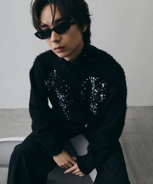 Pearl Double-Zip Cropped High-Neck Knit / パールモチーフダブルジップクロップドハイネックニット